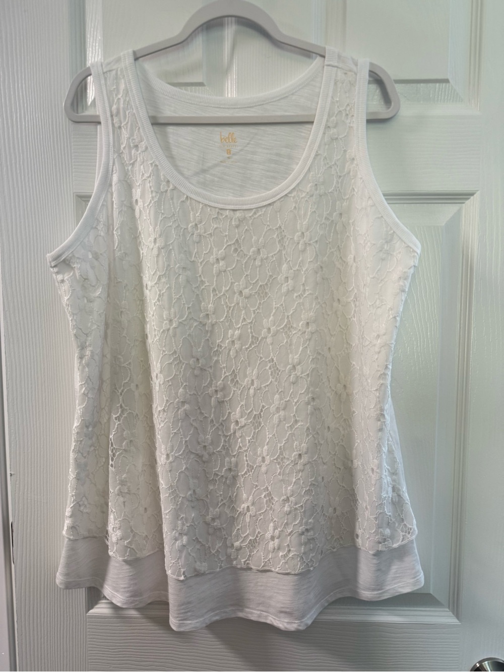 Belle White Lace Overlay Tank Top - Women Sz XL